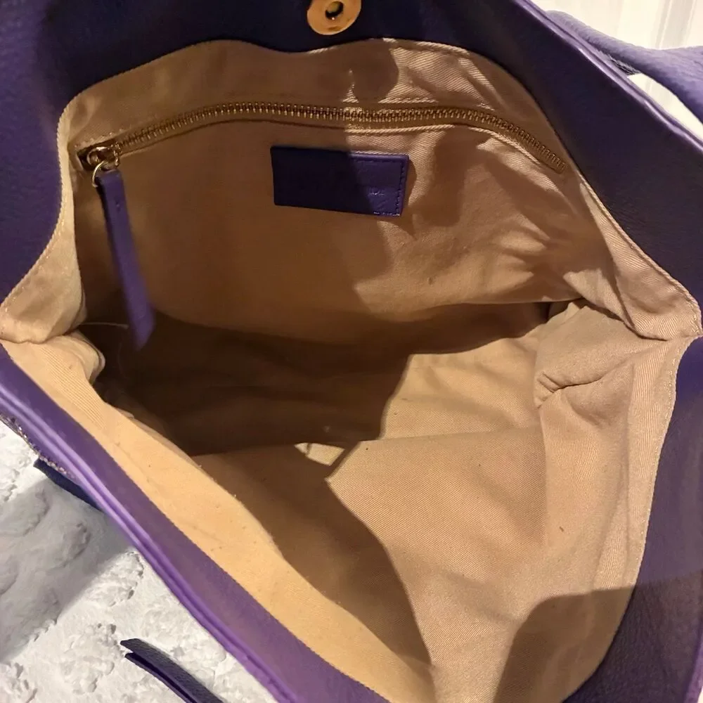 EUC Tote Le Monde Purple Pebble Leather Hobo Shoulder Handbag